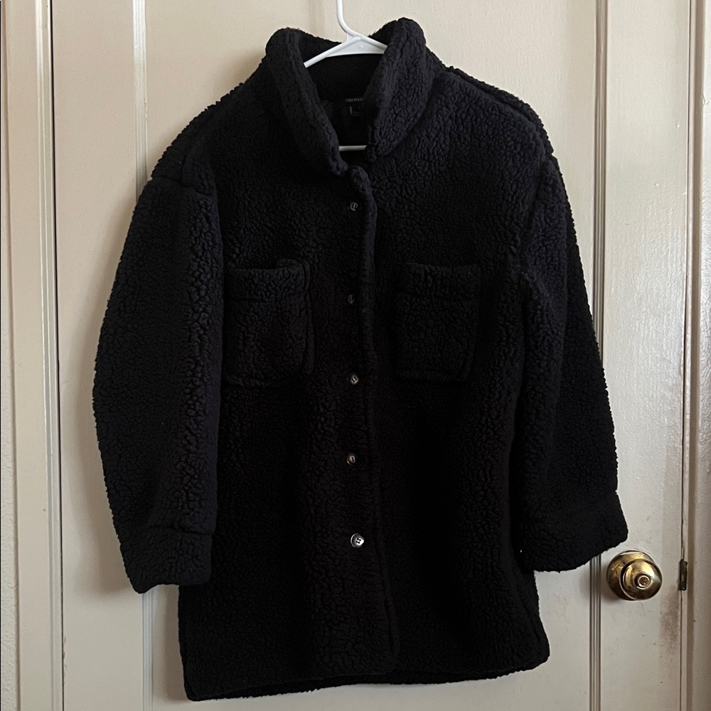 Forever 21 Black Sherpa Puffer Jacket